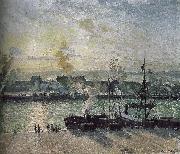 Camille Pissarro sunset port France oil painting artist